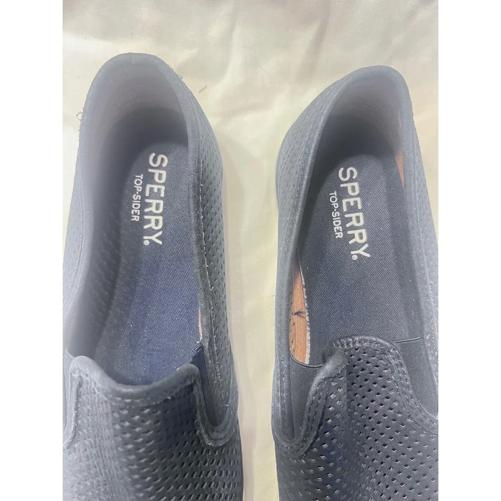 Sperry Top-Sider Crest Vibe Navy Perforated Leather Slip On Sneakers Womens 9.5M